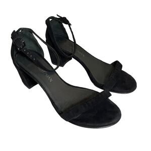 STUART WEITZMAN Women's Nearlynude Ankle Strap Sandal Black Size 5